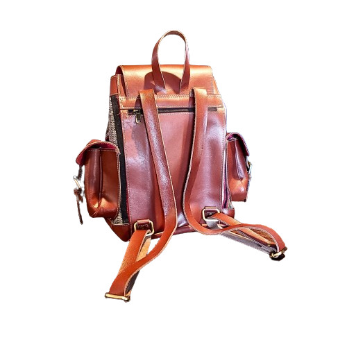 Southwest Design Leather & Woven Fabric Backpack Purse – Artisan Made