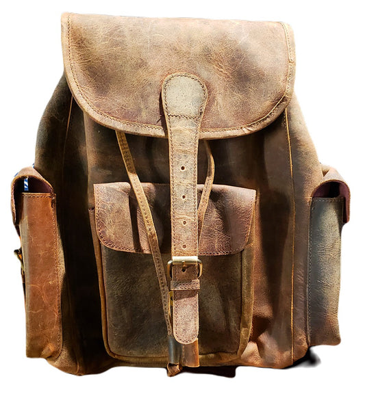 Handcrafted Rustic Leather Backpack