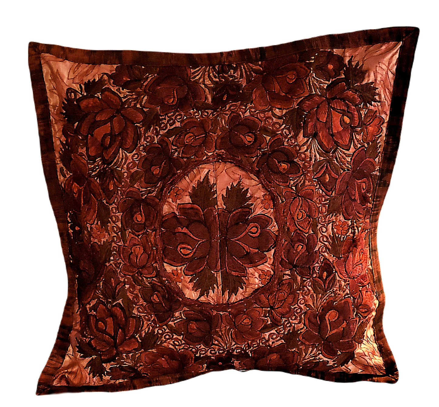 Handmade Rust/Red/Terracotta Embroidered Guatemalan Throw Pillow Cover