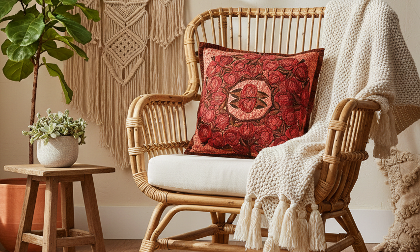 Handmade Rust/Red/Terracotta Embroidered Guatemalan Throw Pillow Cover