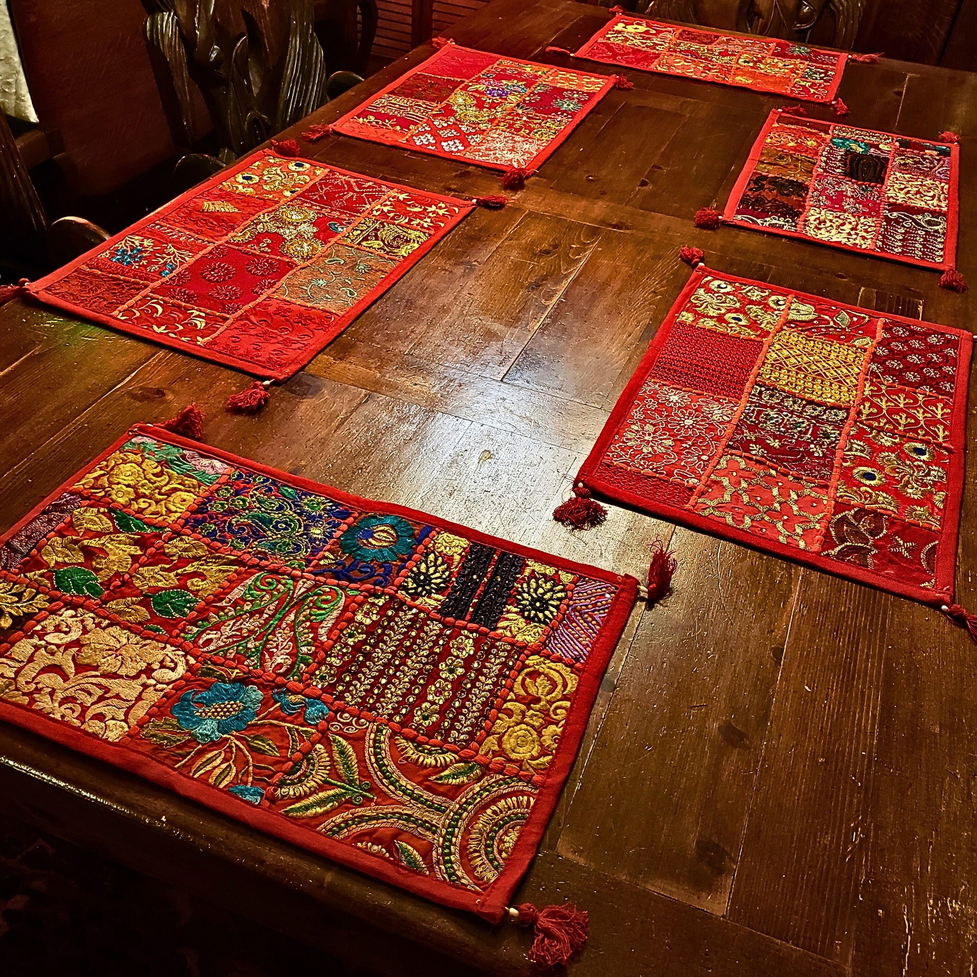 Handmade Embroidered Table Runner & Placemats