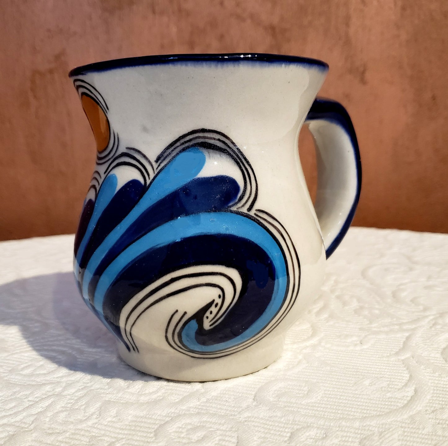 Hand Painted, Hand Thrown Ceramic Wave Mug
