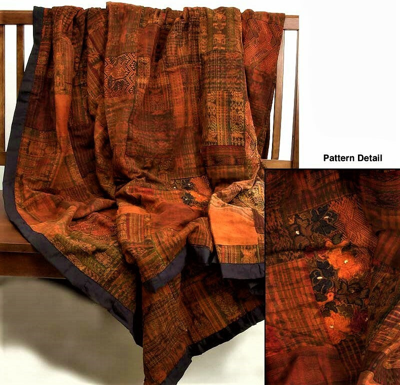 Rust Quilts Handmade King-size Rust and Terracotta Guatemalan Patchwork Quilt Set ...